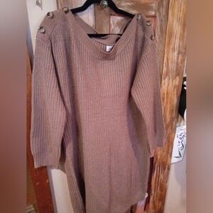 Say What? Tan Crew Neck Sweater/Dress